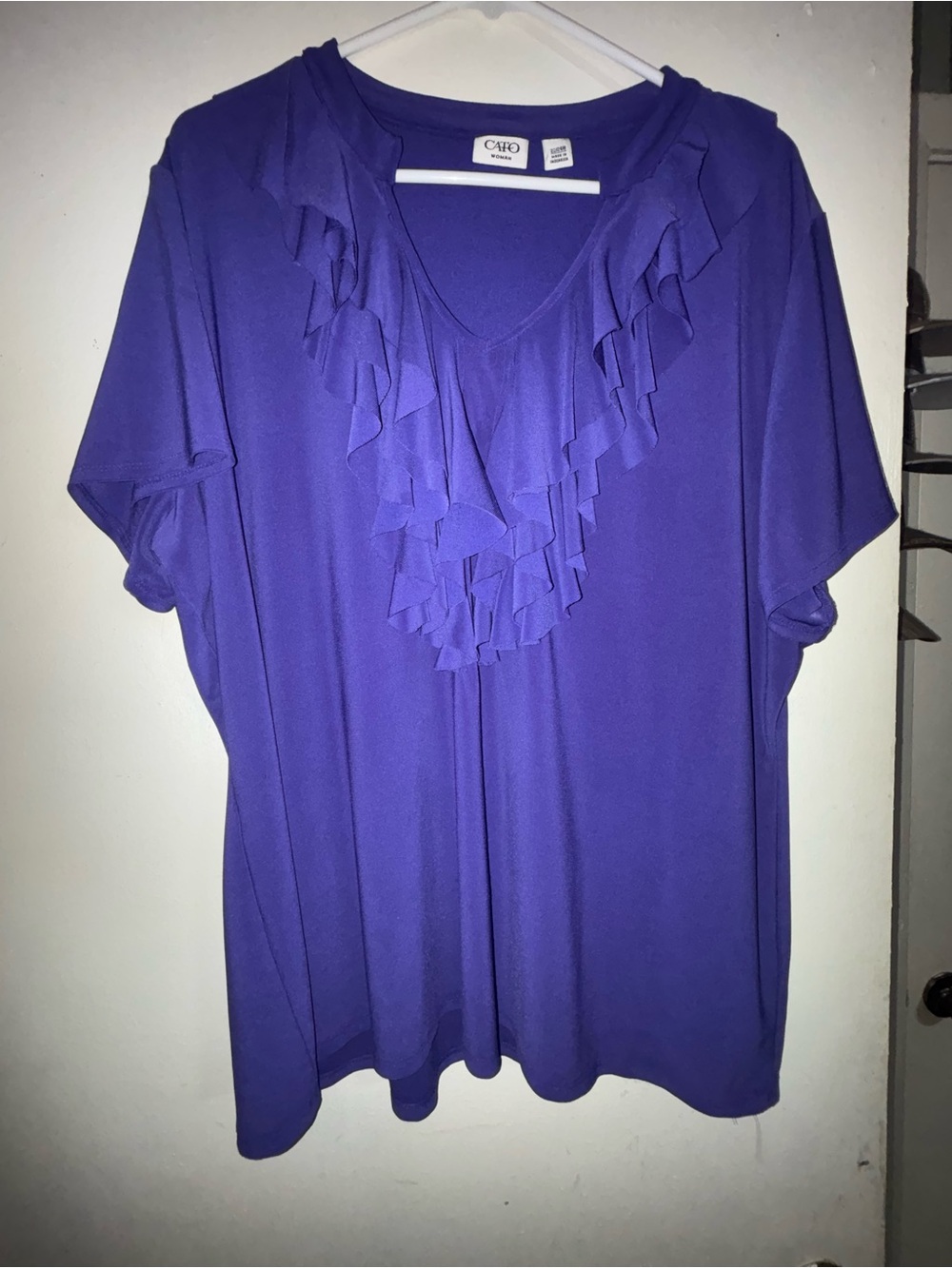 Cato Violet Ruffle V-Neck Short Sleeve Blouse